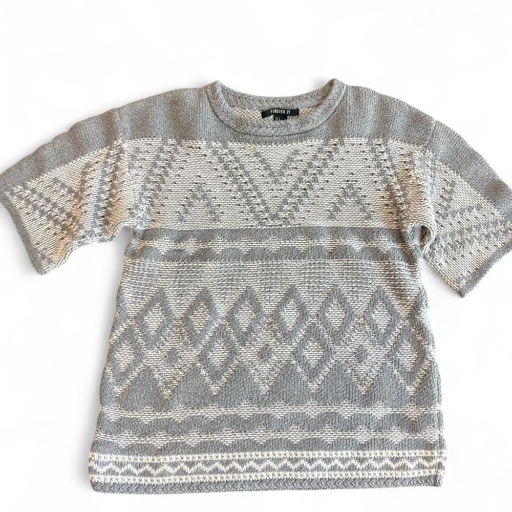 Grey and white knit sweater from Forever 21